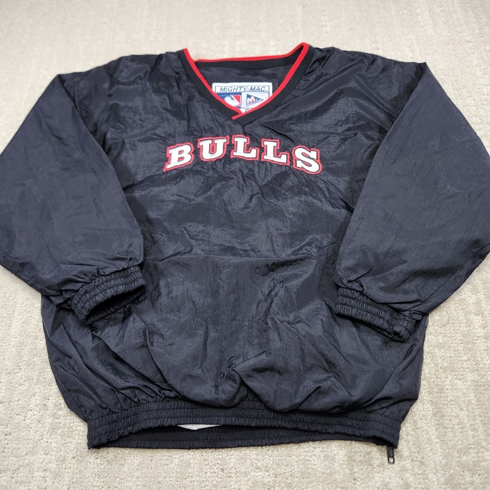 Vintage Chicago Bulls Jacket Youth Large 90s Mighty Mac Sports Windbreaker Lined